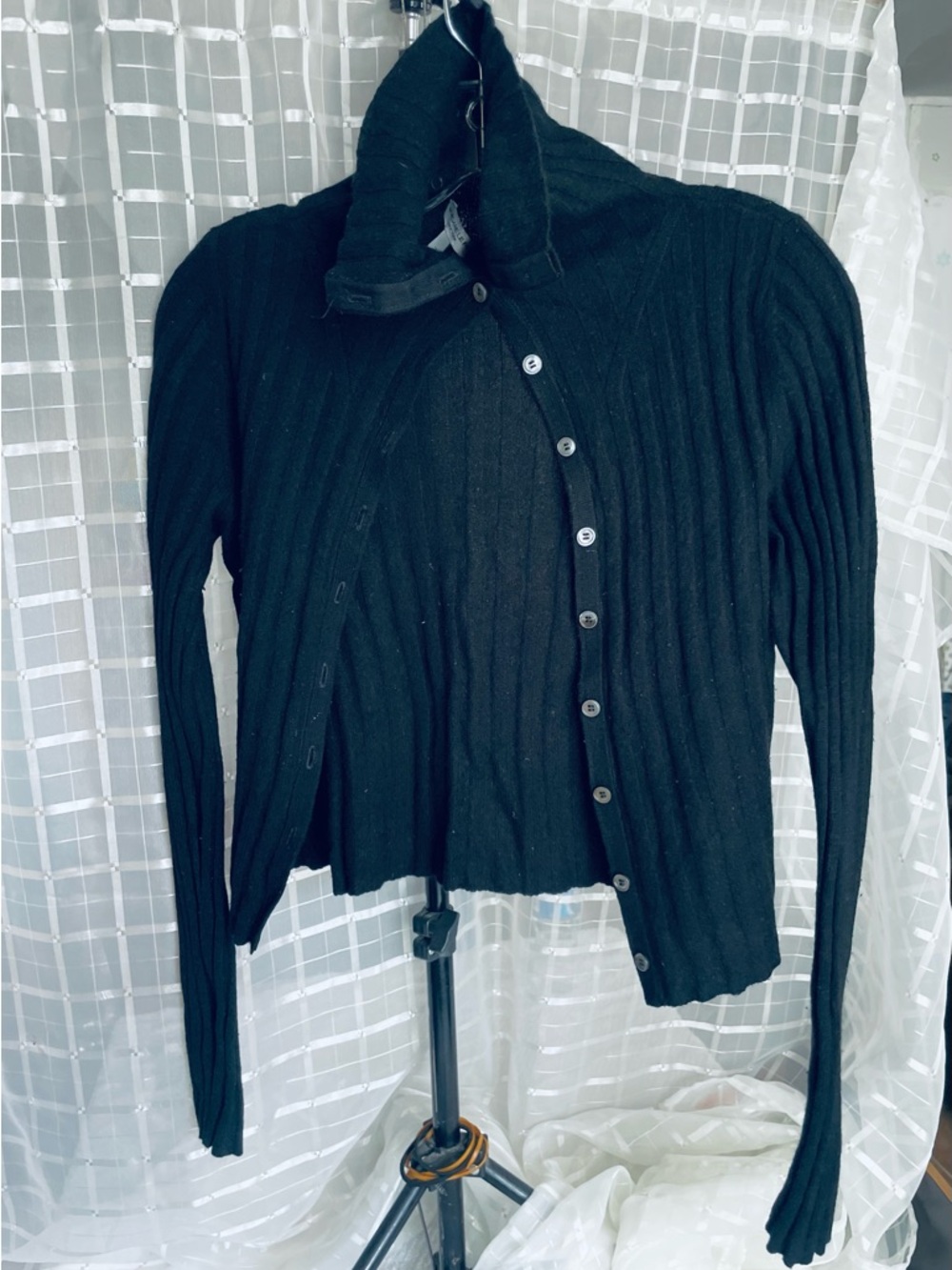 Morgane Le Fay Black Ribbed Button Cardigan